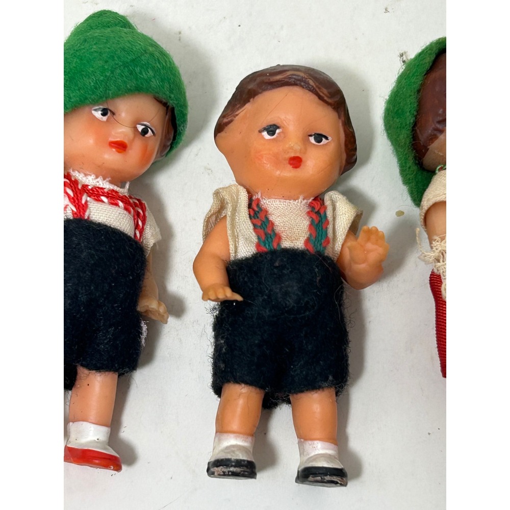 Vintage Miniature German Alpine Folk Dolls Set of 3 Lederhosen Traditional Dress - Picture 3 of 8